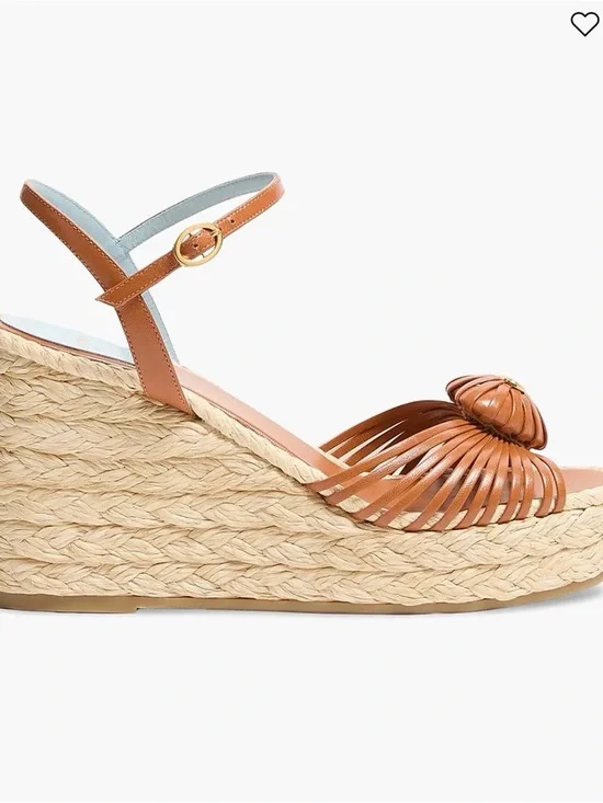 Valentino Brown Leather Espadrille Wedge Sandals - Picture 3 of 3